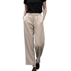Rewash Pleated Wide‎ Leg Trousers Womens 5 Tan Excellent High Rise Stretch Pant